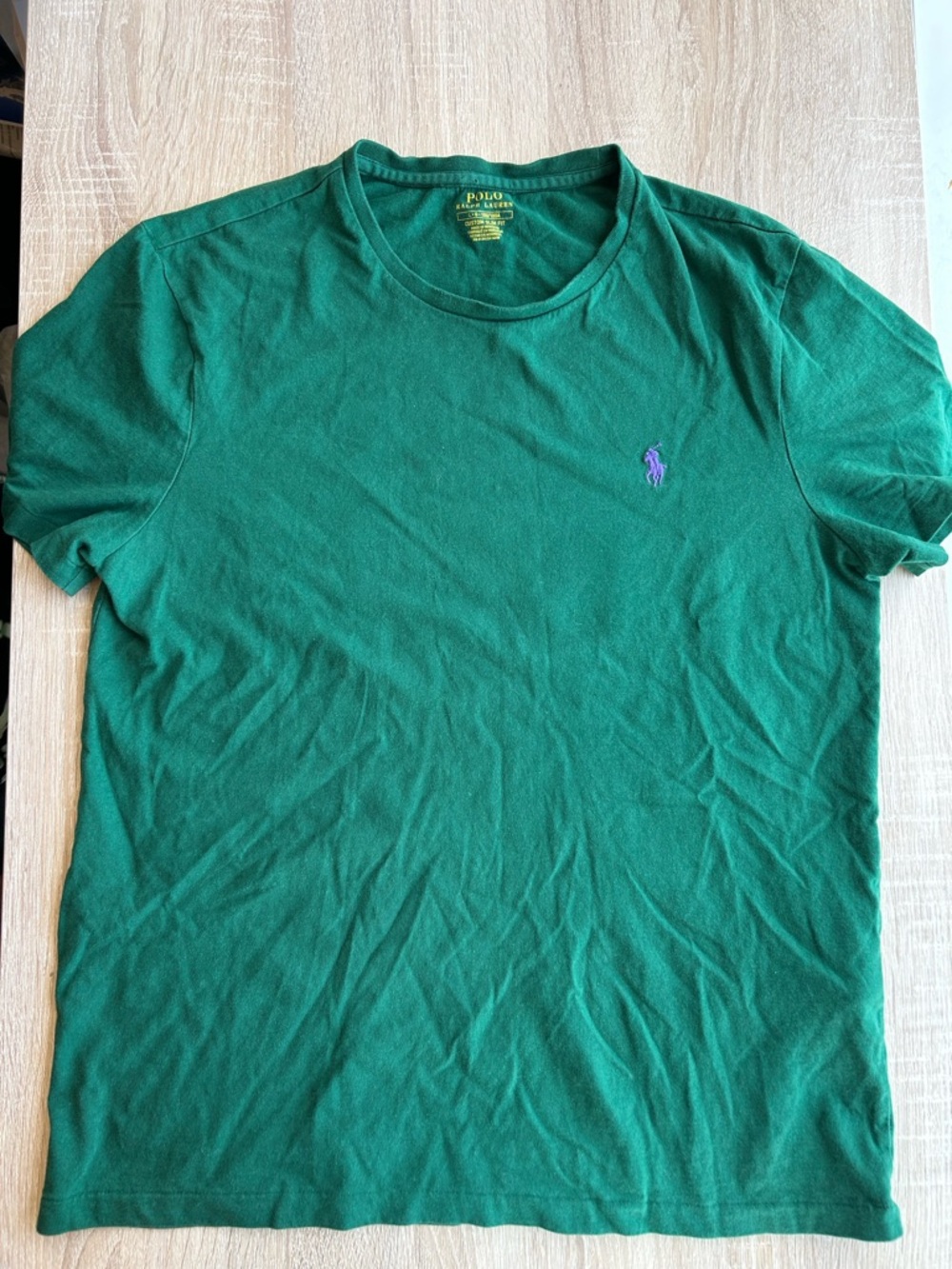 Ralph Lauren Green Short-Sleeve Crew Tee with Purple Pony